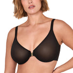 DELIMIRA Women's Cosnufy Posture Front Closure Bras Sheer Mesh Plus Size Underwire Unlined Bra Black 40DD