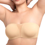 HSIA Strapless Bra for Big Bust Women, Anti-Slip Full Coverage Bandeau Plus Size Fiery Bra Underwire Support for Large Breast Beige