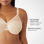 Wacoal Women's Simple Shaping Unlined Full Coverage Minimizer Bra, 857109, Black, 38DD
