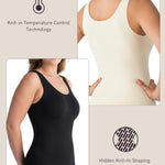 ATTLADY Womens Tummy Control Shapewear Tank Cami, 2 Pack Body Shaper Camisole, Compression Tank Top for Daily Wear & Layering