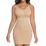 ONEW Shapewear Slips For Under Dress Deep V Neck Tummy Control Full Slip Adjustable Strap Seamless Body Shaper For Women,Beige,Large