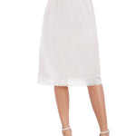 Lovasy Women Satin Half Slips Lace Long Underskirt Anti Static Under Skirt Soft Slip Dress for Skirts Dresses White,X-Large