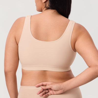 DELIMIRA Women's Inbarely Lift Front Closure Bras Full Coverage No Underwire Plus Size Unlined Seamless Bra Beige 36DD