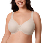 DELIMIRA Women's Minimizer Bra Plus Size Underwire Smooth Full Coverage Seamless Bras Building Grey 34E