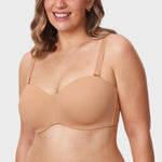 DELIMIRA Women's Strapless Bra Unlined Underwire Minimizer Plus Size Support Barely Buff 36D