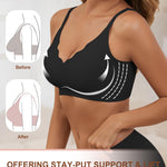 CINOON Womens Wireless Bras Push Up Bralette Supportive Everyday Bras Seamless Full Coverage Comfort T-Shirt Bra Black