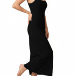 GLOWSUMM Women's Full Slips for Under Dresses Adjustable Spaghetti Straps Smooth Long Cami Dress (US, Alpha, Small, Regular, Regular, Black)