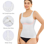 LODAY Compression Tank Tops for Women Shapewear Tummy Control Body Shaper Square Neck Camisole Tops(White,Small)