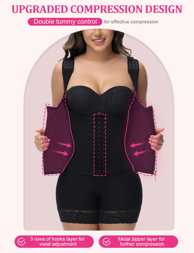 SHAPSHE Waist Trainer for Women, Tummy Control Sports Girdle, Workout Body Shaper with Adjustable Shoulder Strap Black M