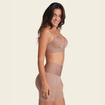 Leonisa Stay-in-Place Seamless Shaper Shorts for Women - High Waisted Shapewear Tummy Control - Anti-chafing Slip Shorts Brown