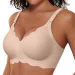 Vertvie Jelly Bras for Women No Underwire Wireless Push Up Bra Full Coverage Bralettes Seamless Comfort Everyday Sports Bra(Nude,Medium)