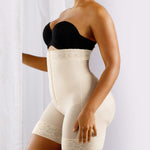 YIANNA Tummy Control Shapewear for Women Strapless Fajas Colombianas Moldeadoras Postpartum Body Shaper Shorts Butt Lifter Compression Garment with Zipper Crotch,YA7272-Beige-3XL