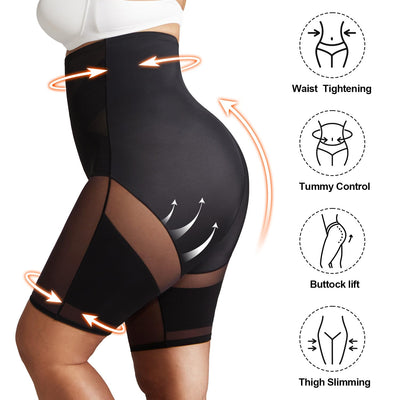 MOVWIN Tummy Control Body Shaper Shorts - High Waist Thigh Slimmer Panties Shapewear Black