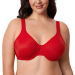 DELIMIRA Women's Minimizer Bra Plus Size Underwire Smooth Full Coverage Seamless Bras Lipstick Red 34E