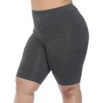 VOGUEMAX Women's Plus Size Short Leggings Stretchy Slip Shorts Mid Thigh Lightweight Pants Dark Grey