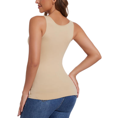 JOYSHAPER Women Tummy Control Shapewear Tank Tops V Neck Seamless Compression Camisole Slimming Body Shaper Cami Beige L