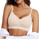 OEAK Womens Wireless Bras Comfortable Push Up Bra No Underwire Bra Full Support Lift Bralette Everyday Seamless Tshirt Bras Nude S