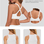 Gailife Womens Wireless V Mesh Comfortable Bra Seamless Bralette Push Up Brassiere No Underwire Supportive Tshirt Everyday Bra, White, L