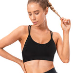 VEQKING Yoga Sports Bra for Women Criss-Cross Back Wireless Fitness Bra Removable Padded Bra 3 Pack