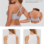Gailife Womens Wireless V Mesh Comfortable Bra Seamless Bralette Push Up Brassiere No Underwire Supportive Tshirt Everyday Bra, Grey, L