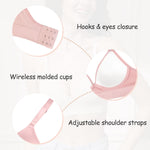 Eleplus 3 Pieces Deep V Wireless Bras for Women Seamless Comfy Bralettes Lightly Lined Multicolors Pack (Black+White+Pink,Medium)