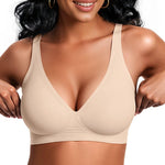 Vertvie Jelly Wireless Bras for Women Push Up Plunge Seamless T-Shirt Bras No Underwire Supportive Full Coverage Bralettes(Nude,Medium)