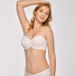 DELIMIRA Women's Strapless Bra Unlined Underwire Minimizer Plus Size Support Rose White 36D