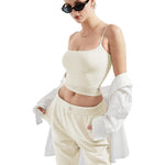 SUUKSESS Women Summer Y2K Going Out Crop Tops Sexy Square Neck Tank Top Casual Sleeveless Basic Camisole Shirts (White, S)