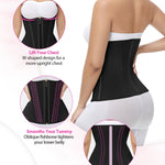 SHAPSHE Waist Trainer for Women Tummy Control Long Torso Workout Waist Cincher Corset Shapewear Postpartum Body Shaper with Zipper Hook Black S