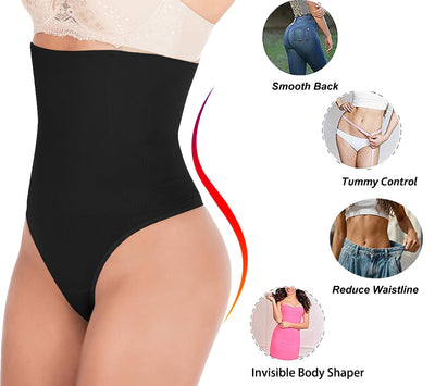 Hioffer 328 Women Waist Cincher Girdle Tummy Slimmer Sexy Thong Panty Shapewear Black