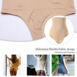 Werena Tummy Control Thong Shapewear for Women Seamless Shaping Novelty Thong Panties Body Shaper Underwear(03# Beige-high rise wire,Small)