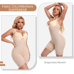 woahee Fajas Colombianas Moldeadoras Shapewear for Women Tummy Control Body Shaper Butt Lifer Postpartum Compression Garment with Zipper Crotch Beige SW01-L