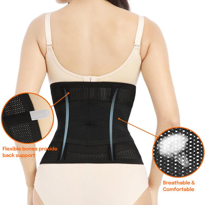 Trendyline Postpartum Belly Band,C Section Belly Binder,Abdominal Binder Post Surgery Girdle,Tummy Tuck Compression Wrap Waist Trainer (Black, Medium)