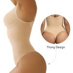 SHAPERX Women's Tummy Control Shapewear Thong Bodysuit Seamless Waist Snatching Body Shaper,SZ5215-Beige-4XL