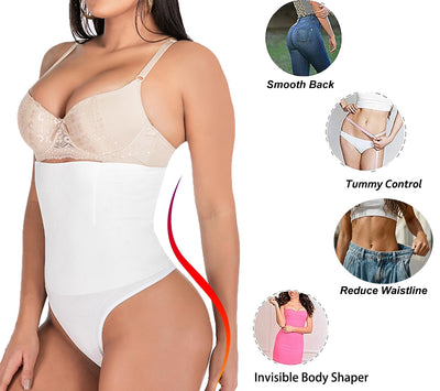 Hioffer 328 Women Waist Cincher Girdle Tummy Slimmer Sexy Thong Panty Shapewear White