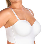 HSIA Longline Strapless Bra for Women, Anti-Slip Support Corset for Large Bust Convertible Bustier Bandeau for Big Breasts White