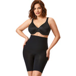DELIMIRA Women's Shapewear Shorts Tummy Control Plus Size High Waisted Panties High Compression Thigh Slimmer Black Large