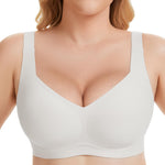 Gailife Womens Seamless Wireless Supportive Lift Bra Push Up Comfort Plus Size Bra No Underwire Full Coverage Tshirt Bralette, Classic White, XL