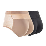 CUGBO 2 Pack Hip Enhancer Butt Lifted Underwear Seamless Fake Padded Briefs Shapewear Pantie Body Shorts for Women Ladies, Black/Beige, L