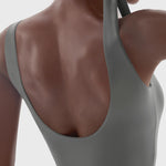 PUMIEY Bodysuit for Women Square Neck Sleeveless Tank Top Body Suits Women Clothing Elephant Grey X-Small