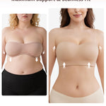 Slimers Seamless Strapless Bra for Women: Multiway Push Up Wireless/Underwire Strapless Bras Invisible Non-Slip Beige