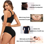 Molasus Women's Soft Cotton Underwear Briefs High Waisted Postpartum Panties Ladies Full Coverage Plus Size Underpants Black,Medium