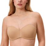 DELIMIRA Women's Strapless Bra Unlined Underwire Minimizer Plus Size Support Natural 36D