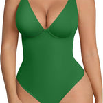FeelinGirl Shapewear Bodysuits for Women Tummy Control Body Suits Deep V Neck Thong Body Shaper