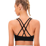 VEQKING Yoga Sports Bra for Women Criss-Cross Back Wireless Fitness Bra Removable Padded Bra 3 Pack