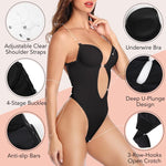SHAPERIN Women's Backless Body Shaper Bra U Plunge Low Back Thong Shapewear Deep V Full Body Bodysuit