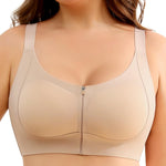 Slimers Zip Front Bras for Women: Wireless Post Surgery Compression Bars Full Coverage Comfort Everyday Beige