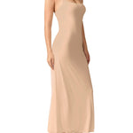 Summienlink Women's Long Full Slip For Under Dresses Sexy Seamless Midi Sleeves Cami Dress (US, Alpha, X-Large, Regular, Regular, Nude)