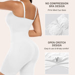 Werena Women's Strapless Shapewear Full Body Bodysuit Tummy Control Seamless Mid Thigh Body Shaper with Removable Straps (White,3XL)