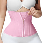 SHAPSHE Waist Trainer for Women Tummy Control Workout Waist Cincher Corset Shapewear Postpartum Body Shaper Faja with Zipper Hook Pink